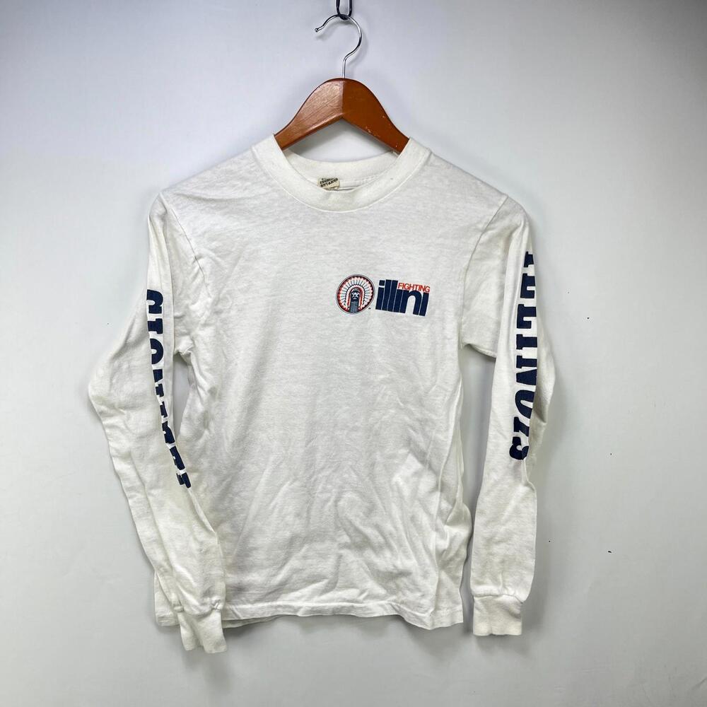 Vintage 80s Illinois Fighting Illini Long Sleeve Shirt Small